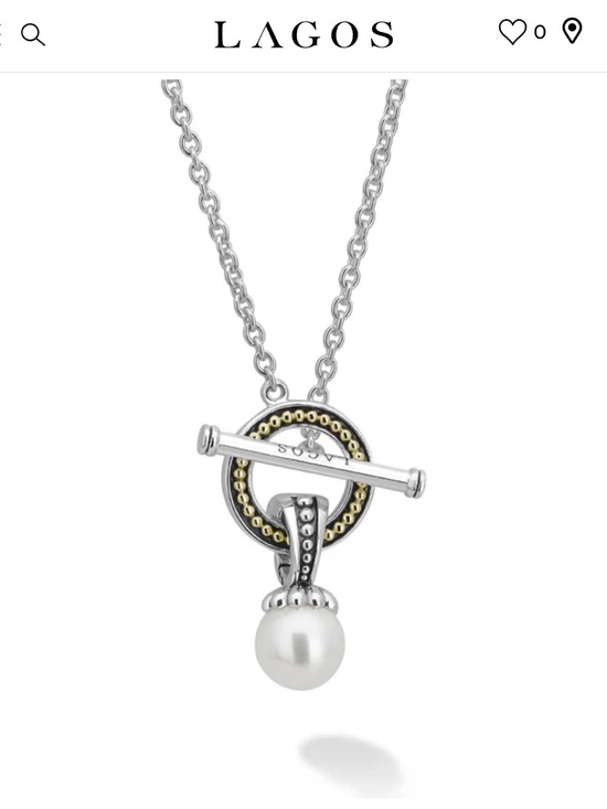 LAGOS Jewelry - LAGOS Two-Tone Toggle Necklace with Pearl Drop